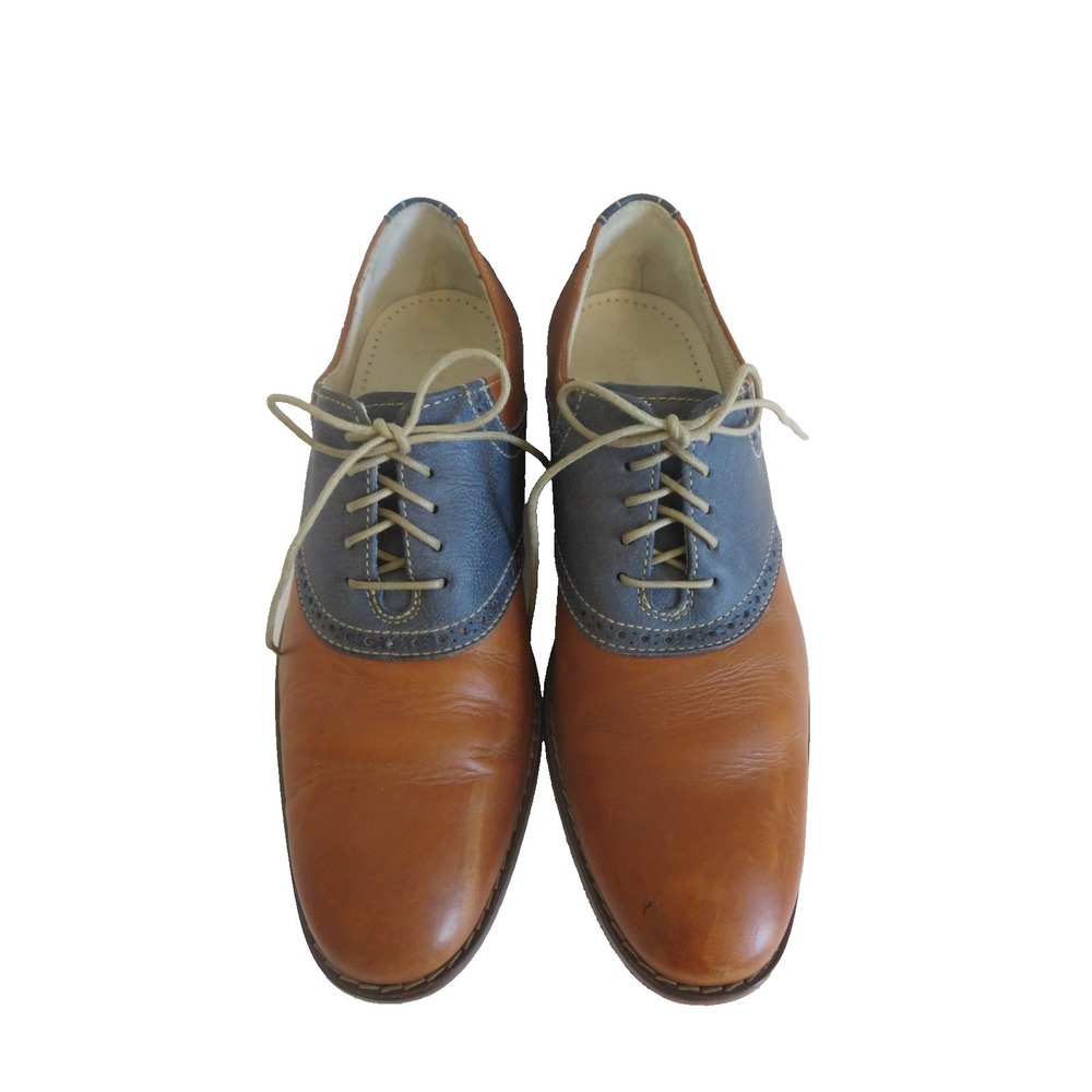 Vintage Cole Haan Saddle Oxford Shoes Two-Tone Leather Mens size 8.5  Brown/Blue - Picture 3 of 9